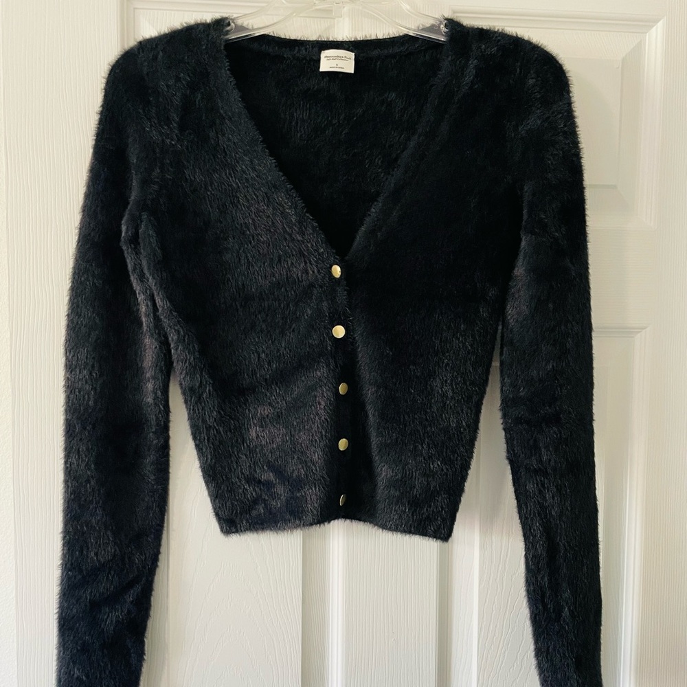 Abercrombie & Fitch Black Fuzzy Cardigan